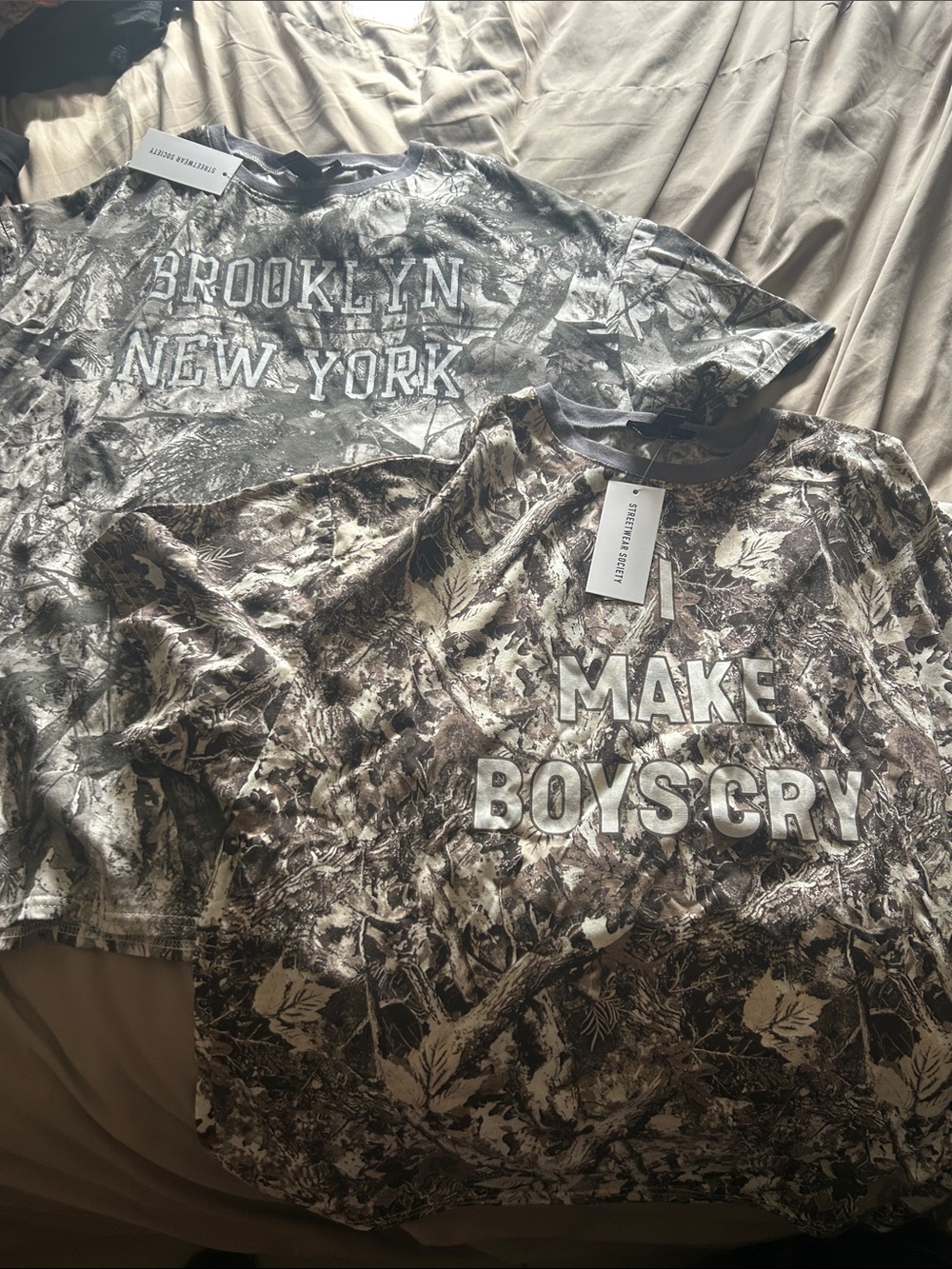 Streetwear Society Brown Camo Graphic Tee - 'Make Boys Cry'